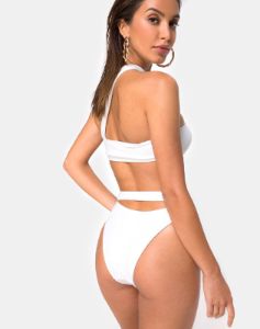 Bound Bikini Top in White sold by Motel Rocks