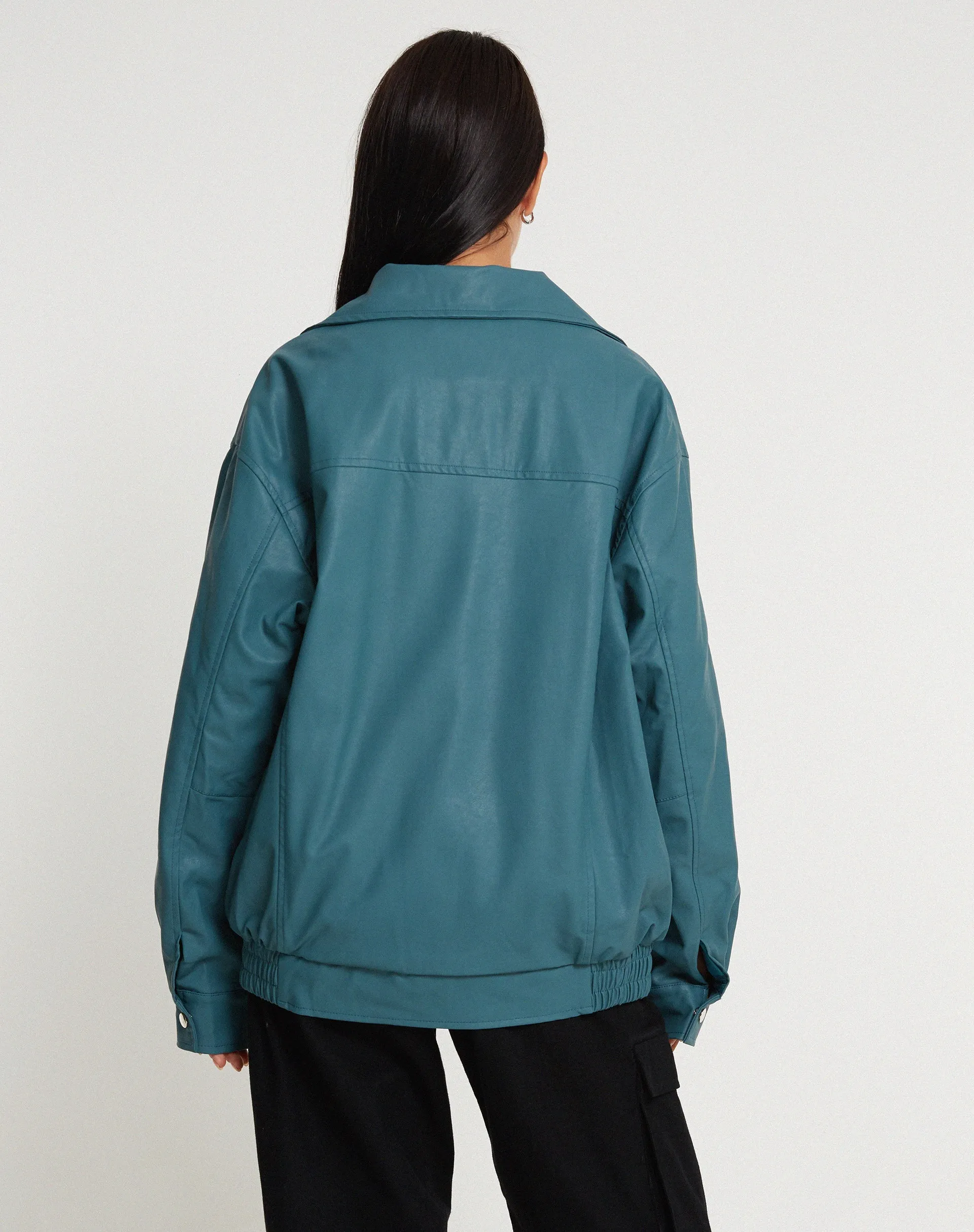 MOTEL X JACQUIE Cavita Jacket in PU Grey Blue sold by Motel Rocks product image thumbnail 5