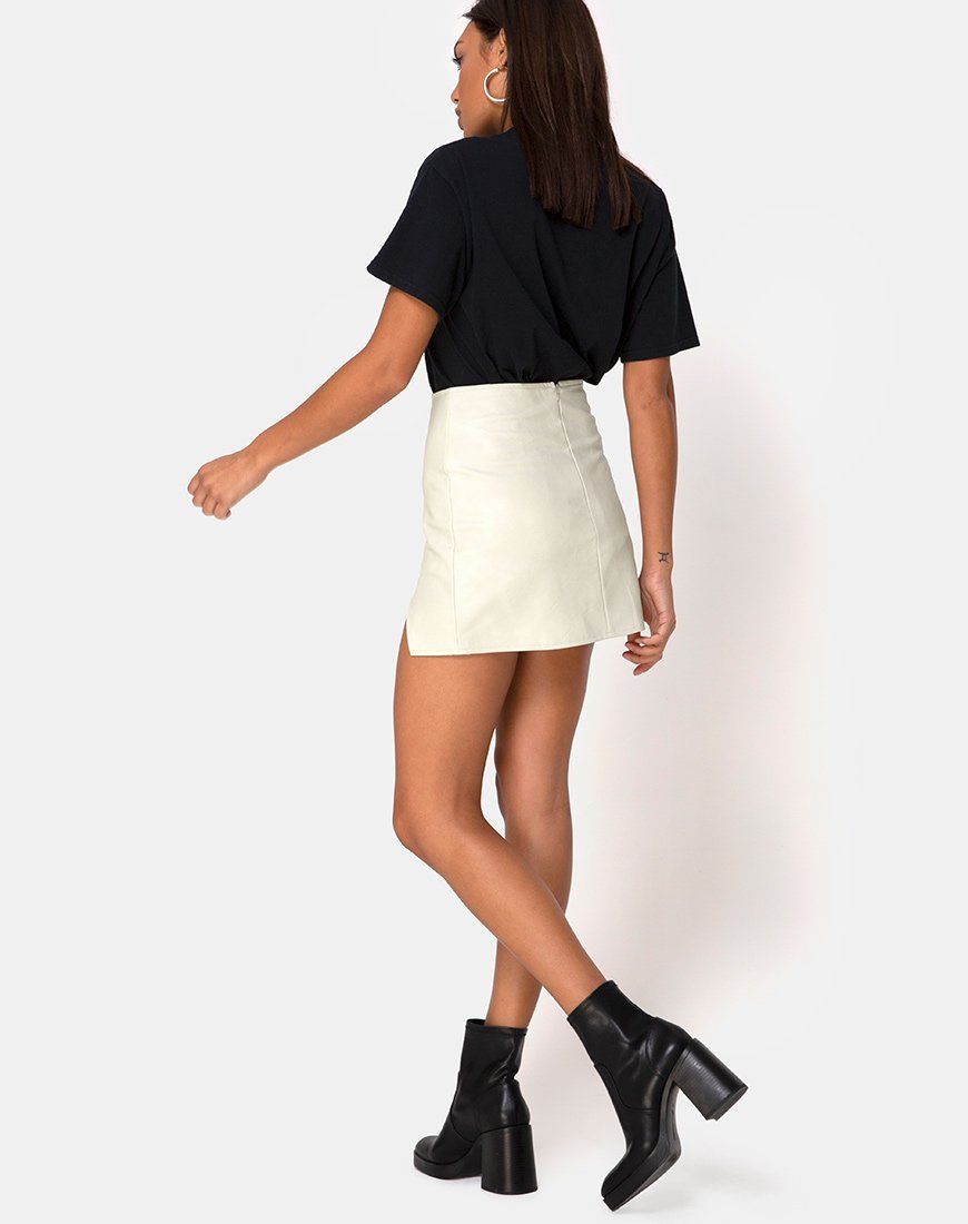 Wren Mini Skirt in Pu Matte Grey sold by Motel Rocks product image thumbnail 4