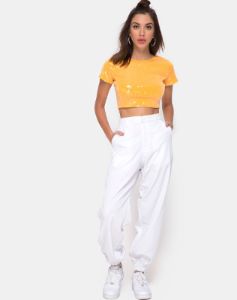 Tindy Crop Top in Tangerine with Clear Sequin sold by Motel Rocks