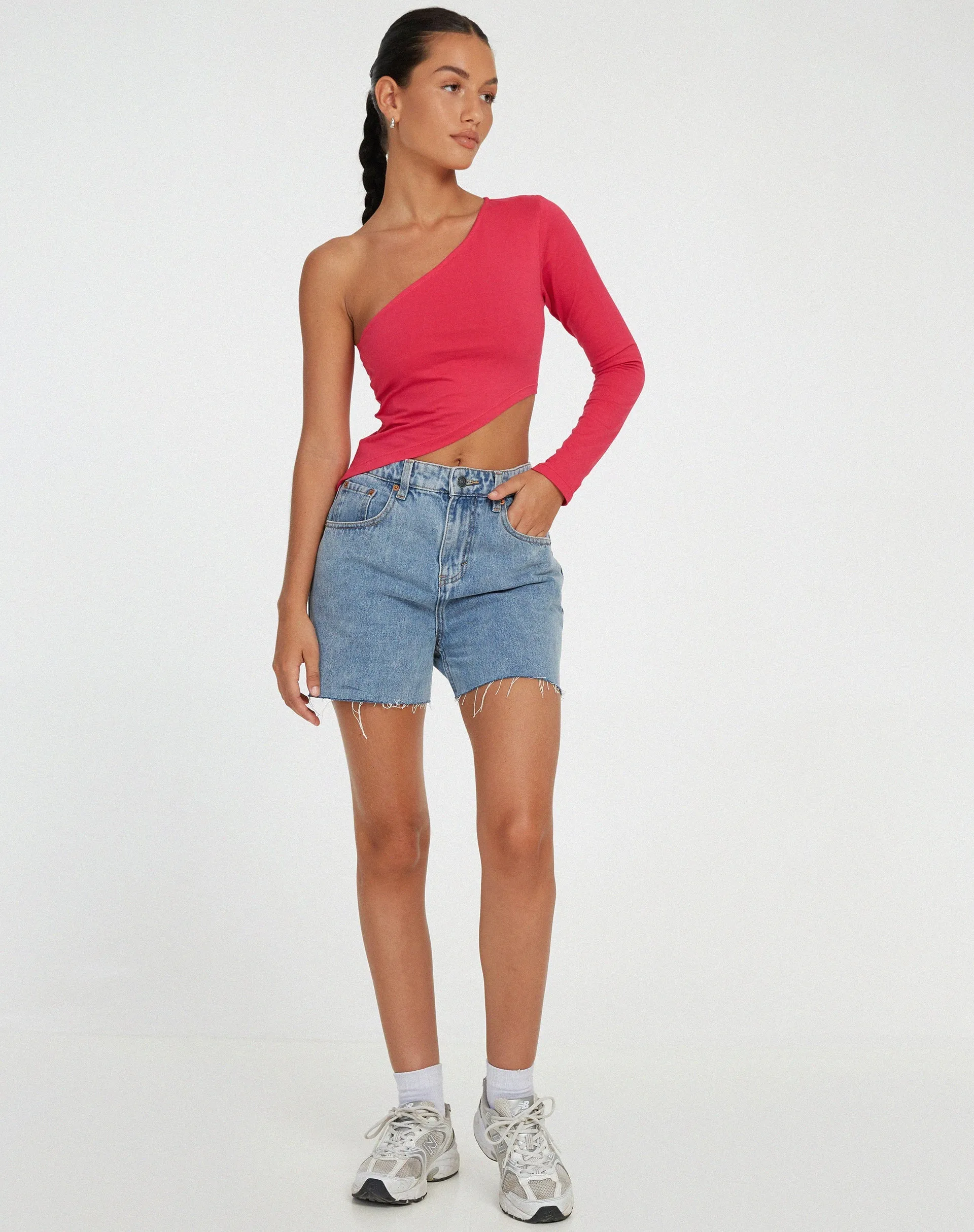 Baylee Crop Top in Fuschia Pink sold by Motel Rocks product image thumbnail 3