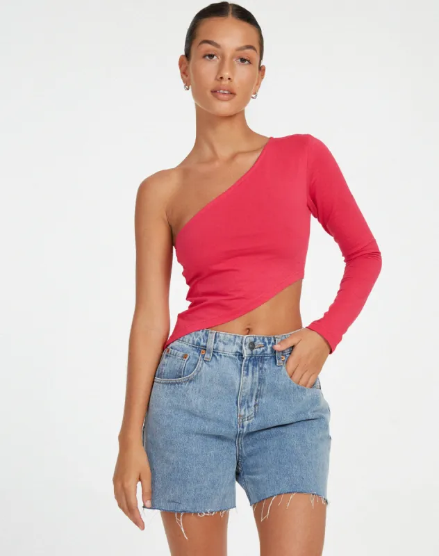 Baylee Crop Top in Fuschia Pink sold by Motel Rocks