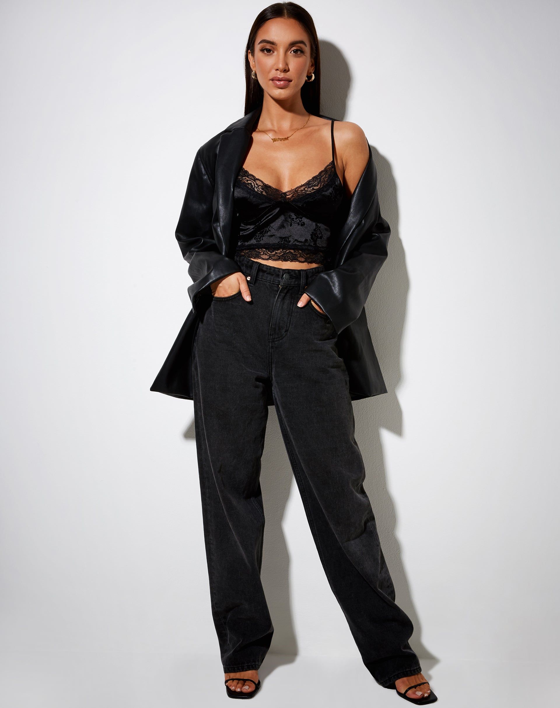 Dyrana Crop Top in Black Rose Flock sold by Motel Rocks product image thumbnail 3