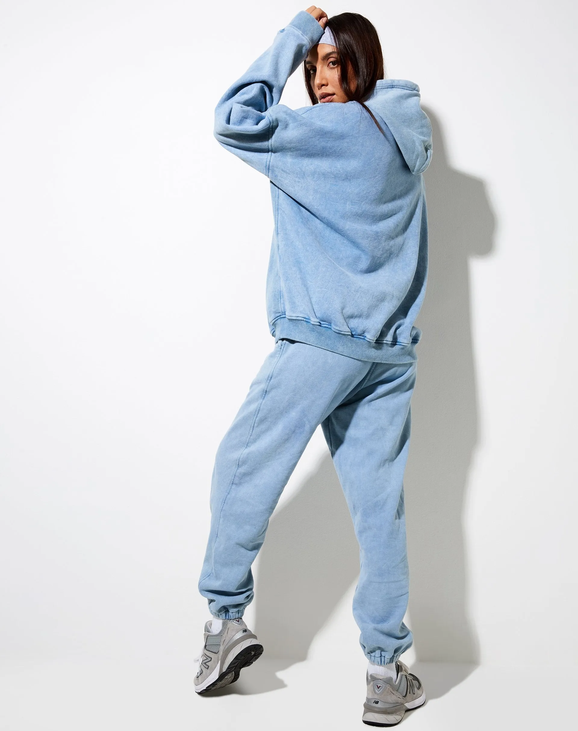 Oversize Hoodie in Washed Blue 'Angel Energy' Wings sold by Motel Rocks product image thumbnail 2