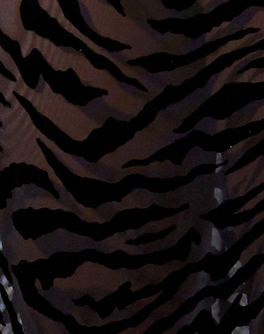 Batis Maxi Dress in Horizontal Zebra Flock Black sold by Motel Rocks product image thumbnail 5