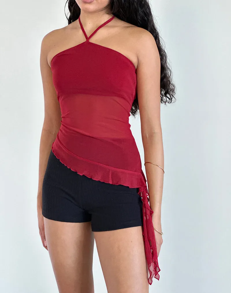 Arabella Halterneck Top in Mesh Cherry sold by Motel Rocks product image thumbnail 2