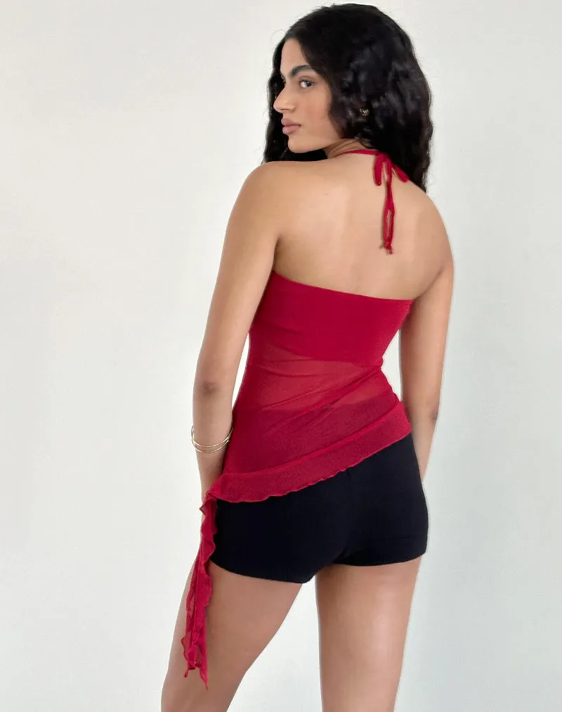 Arabella Halterneck Top in Mesh Cherry sold by Motel Rocks product image thumbnail 5