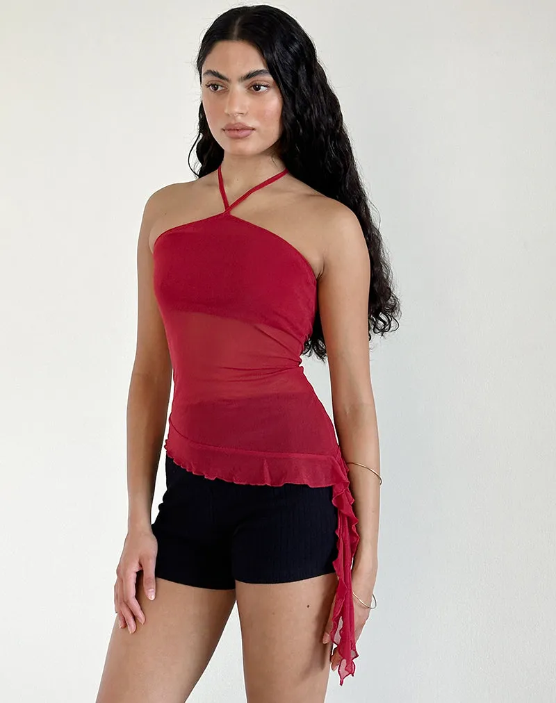 Arabella Halterneck Top in Mesh Cherry sold by Motel Rocks product image thumbnail 4