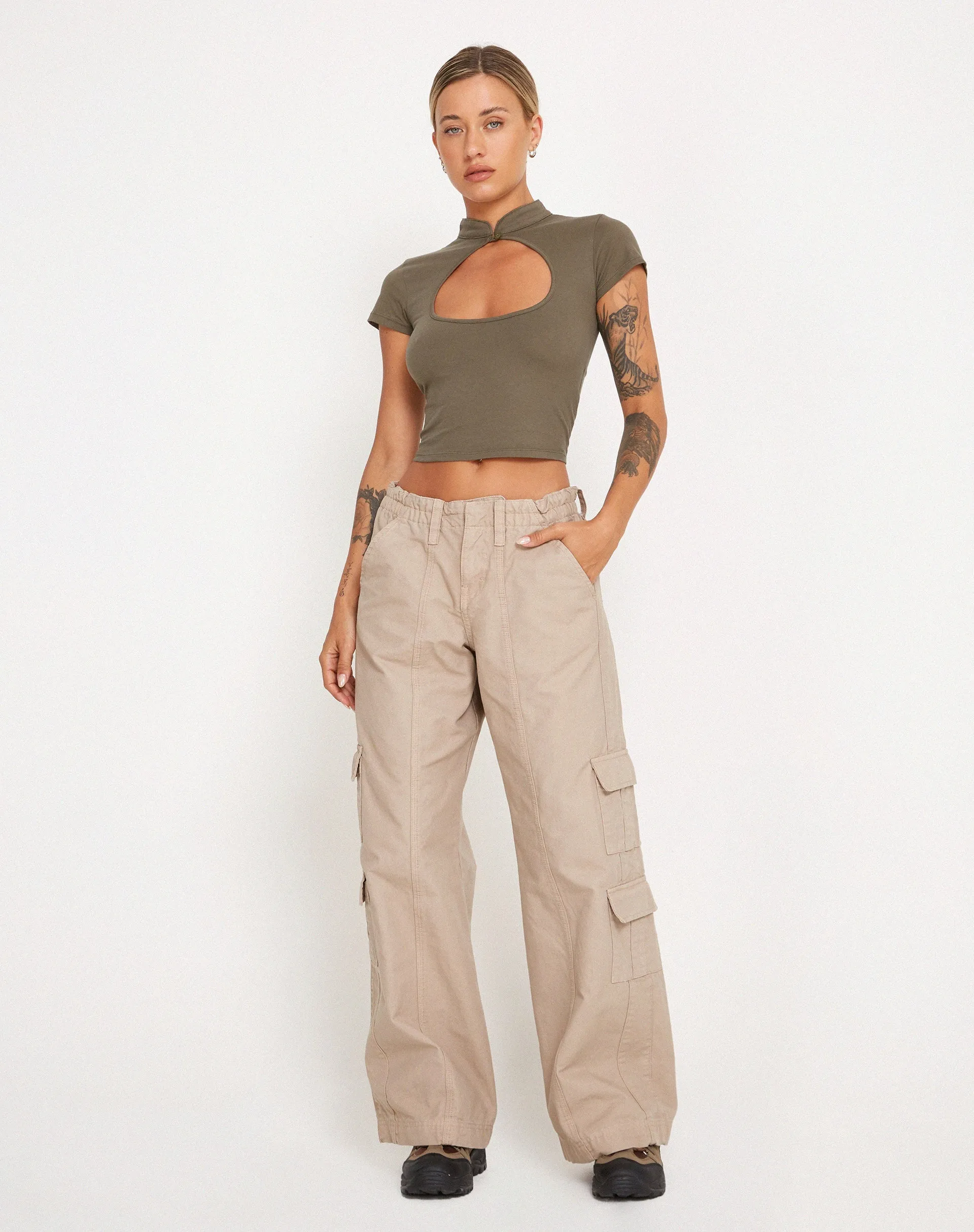 Anelis Crop Top in Tarmac Green sold by Motel Rocks product image thumbnail 2