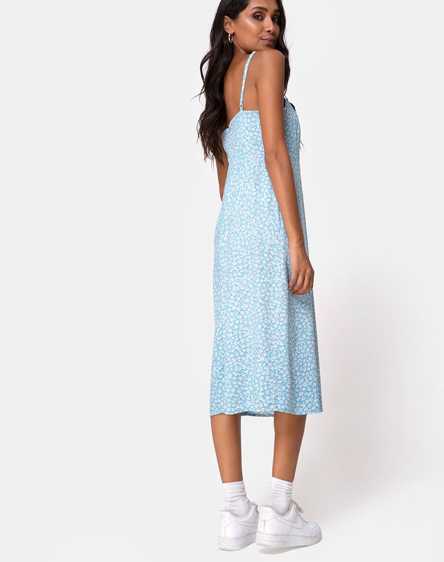 Kaoya Midi Dress in Ditsy Rose Blue sold by Motel Rocks product image thumbnail 4