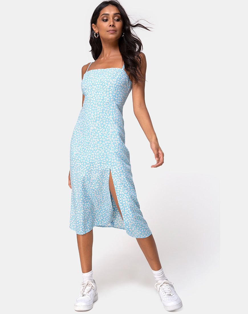Kaoya Midi Dress in Ditsy Rose Blue sold by Motel Rocks product image thumbnail 3