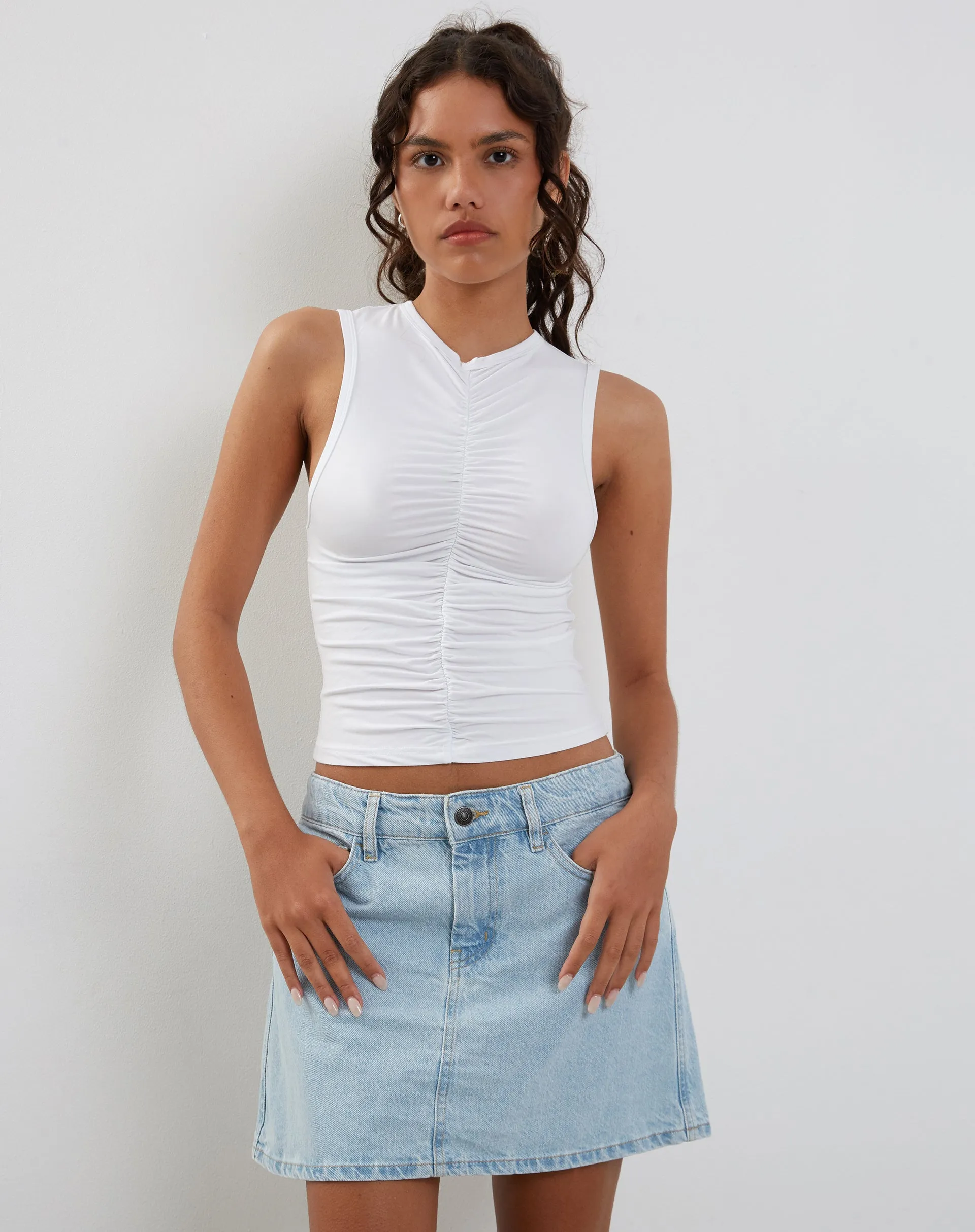Naoko Ruched Top in White sold by Motel Rocks product image thumbnail 5