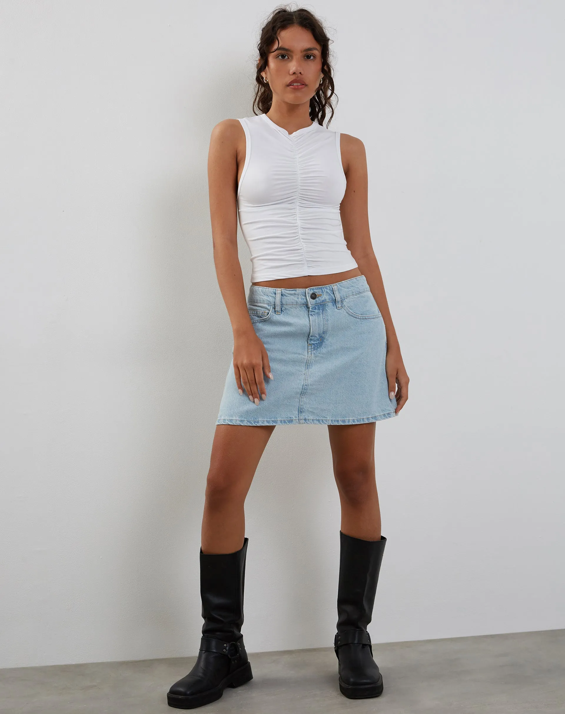 Naoko Ruched Top in White sold by Motel Rocks product image thumbnail 2