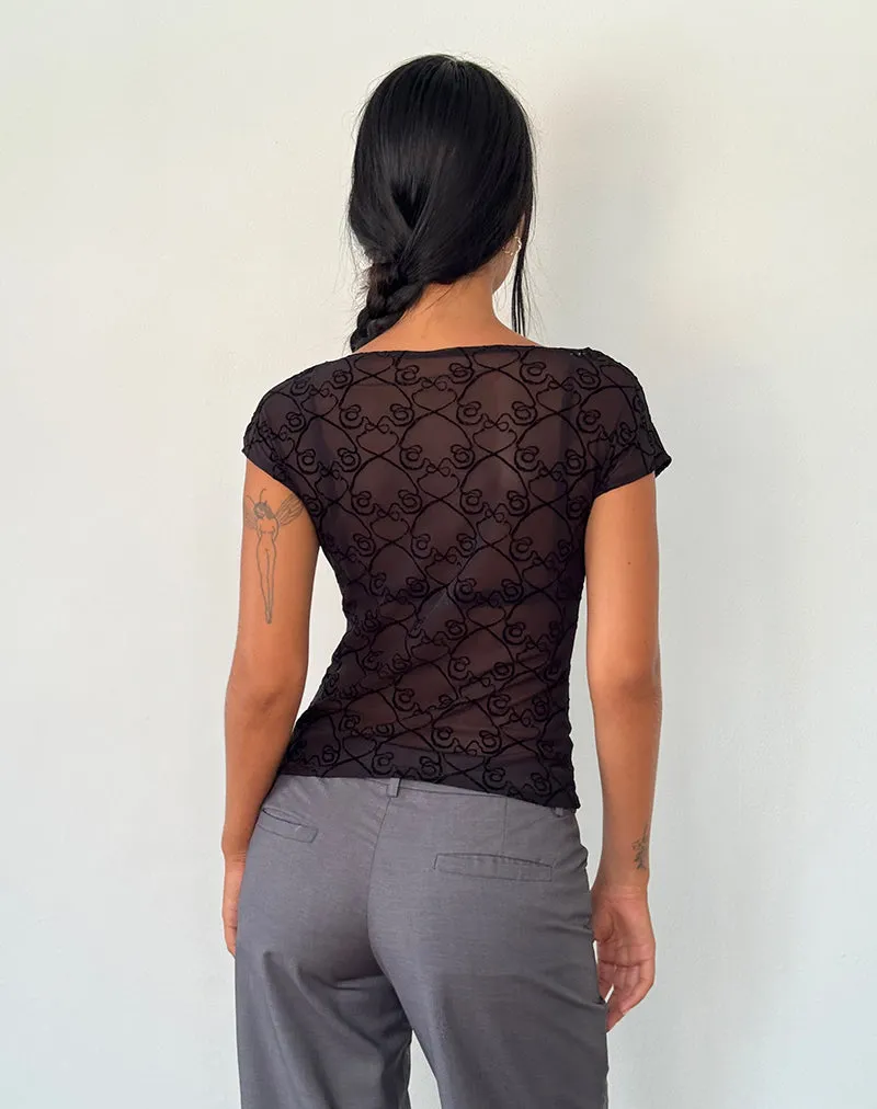 Nova Top in Black Queen of Heart Flock sold by Motel Rocks product image thumbnail 4