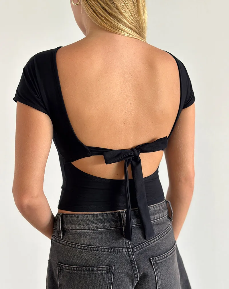 Sipang Tie Back Top in Black sold by Motel Rocks