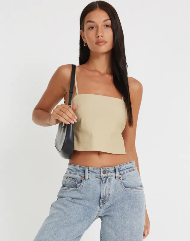 Merita Crop Top in Ecru sold by Motel Rocks