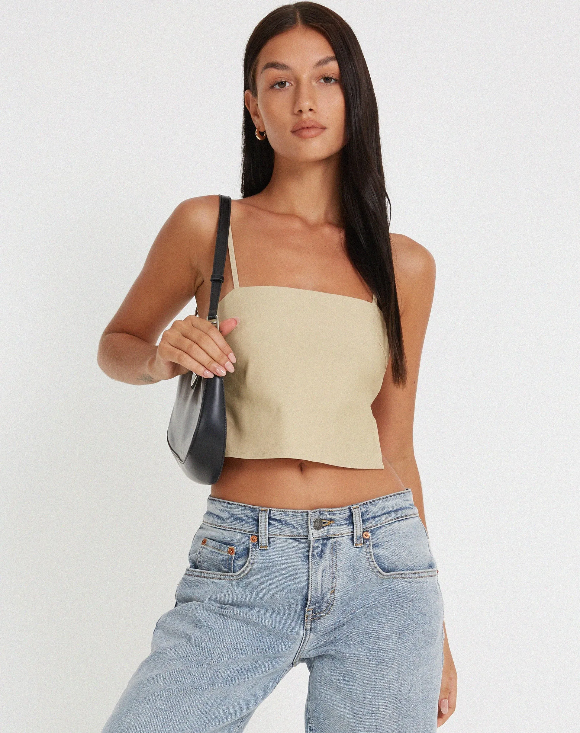 Merita Crop Top in Ecru sold by Motel Rocks