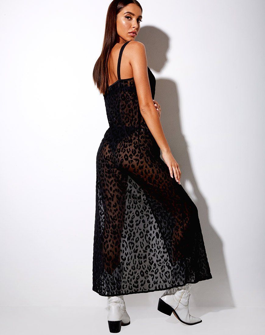 Batis Maxi Dress in Animal Black Net sold by Motel Rocks product image thumbnail 4