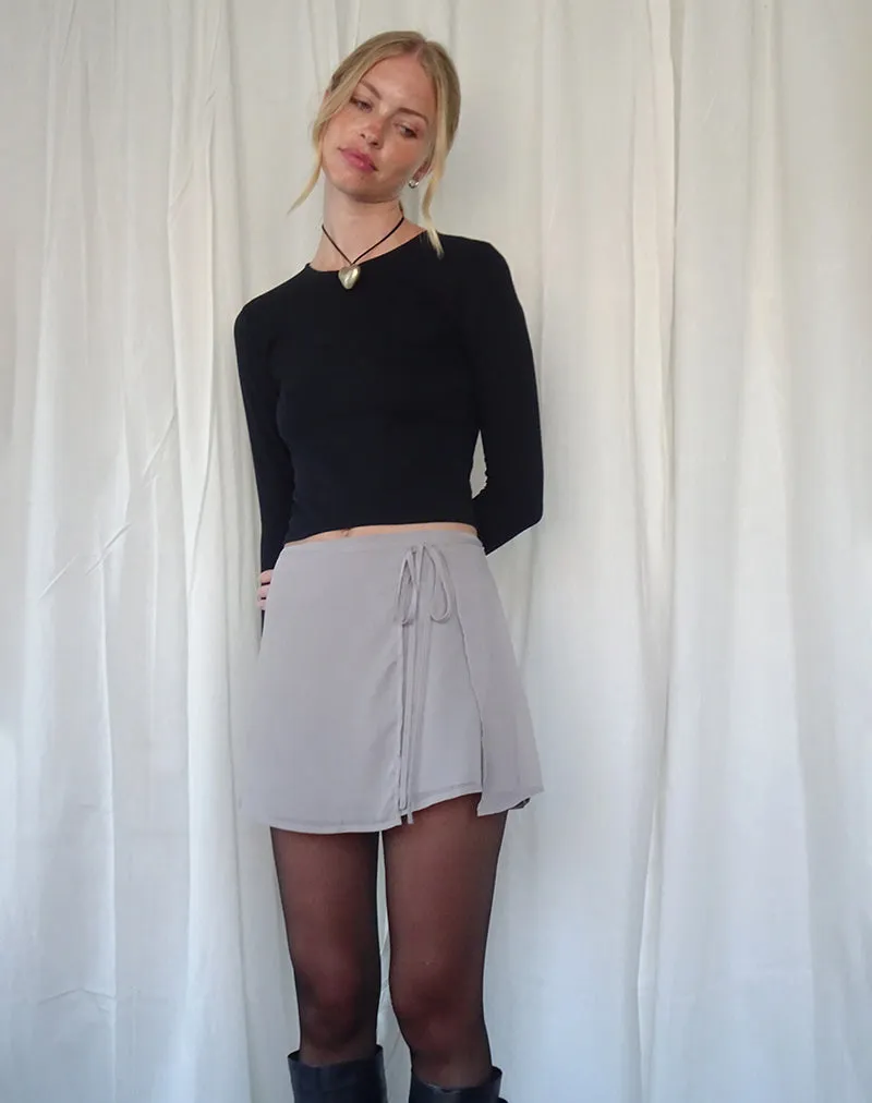 Keira Mini Wrap Skirt in Chiffon Lilac Grey sold by Motel Rocks product image thumbnail 2