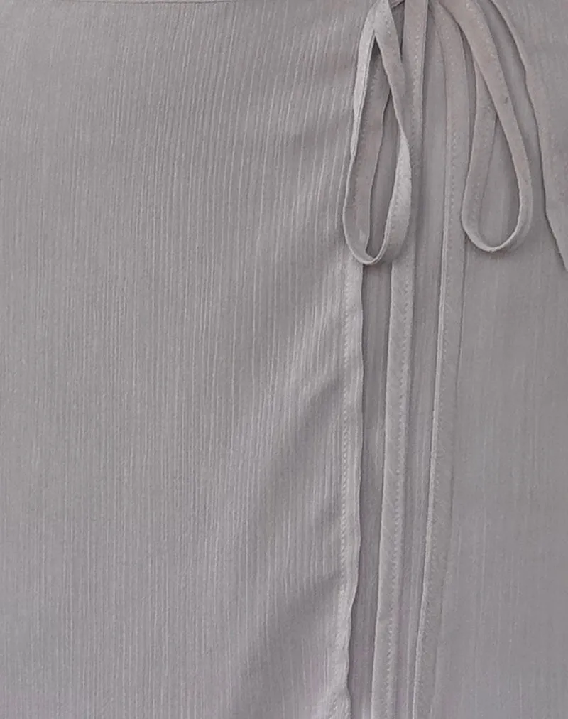 Keira Mini Wrap Skirt in Chiffon Lilac Grey sold by Motel Rocks product image thumbnail 5