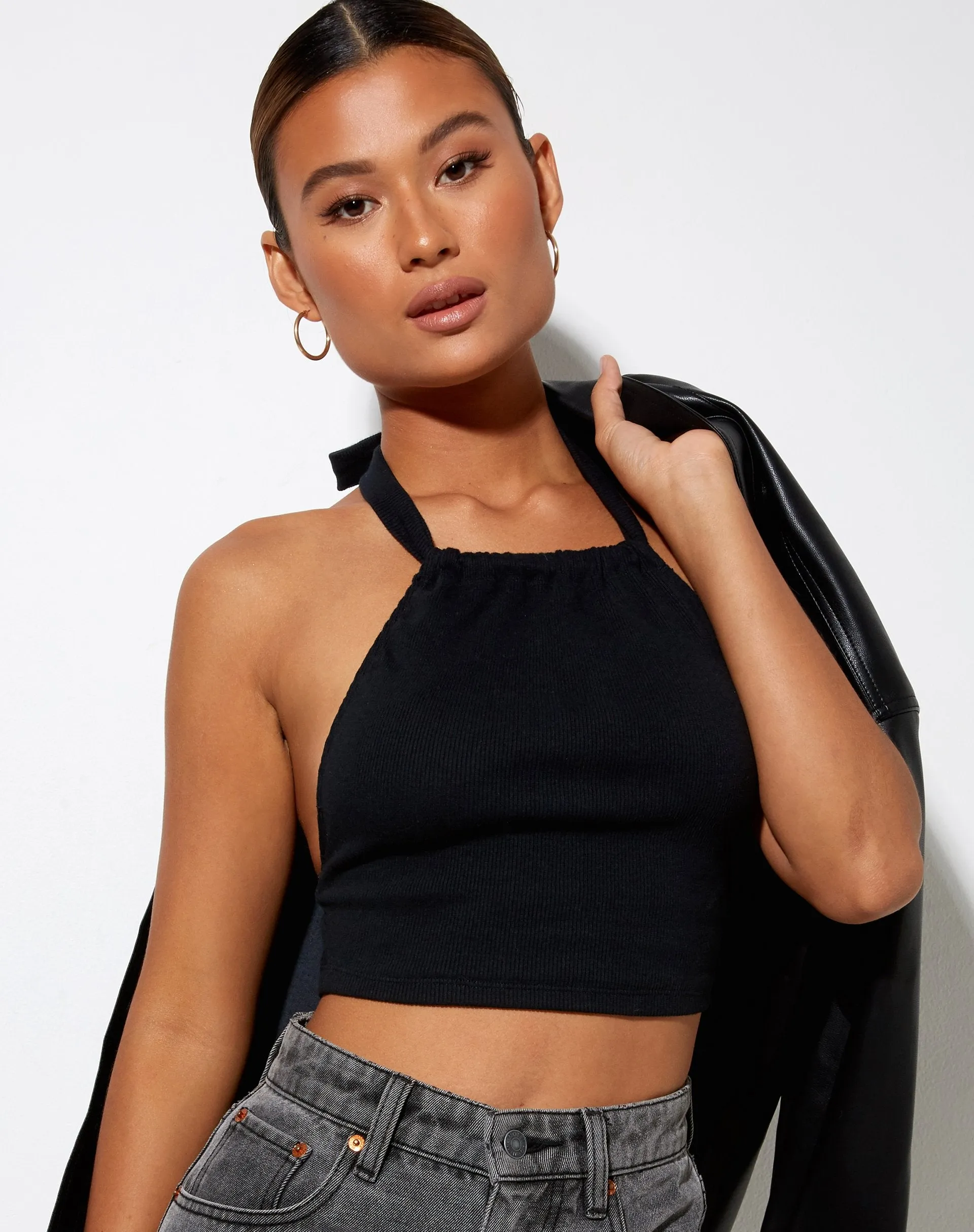 Jica Crop Top in Black sold by Motel Rocks
