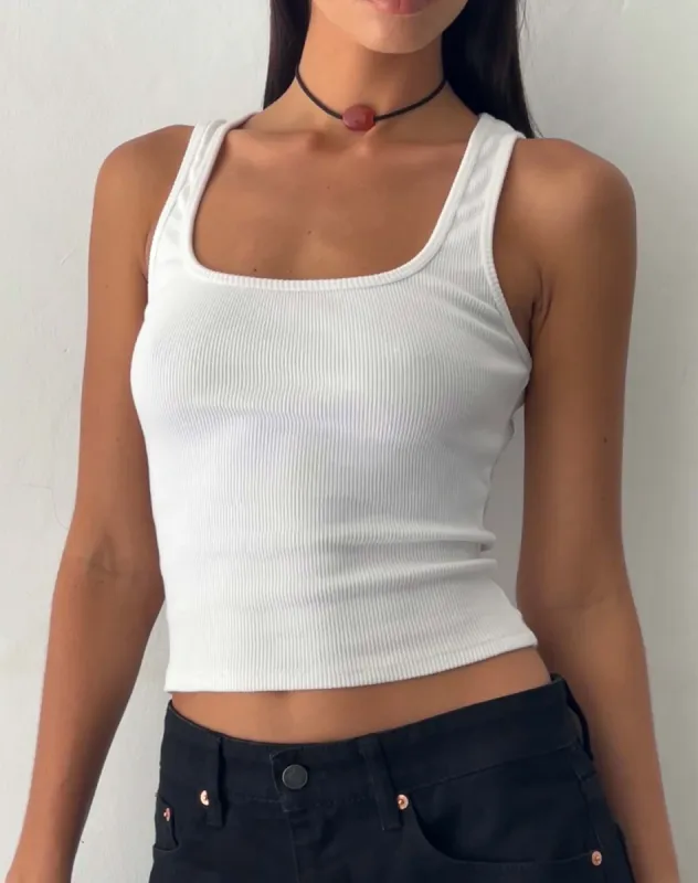 Roxe Vest Top in White sold by Motel Rocks