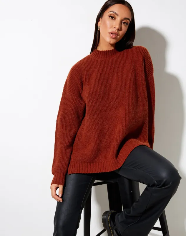 Bondy Jumper in Knit Brick sold by Motel Rocks