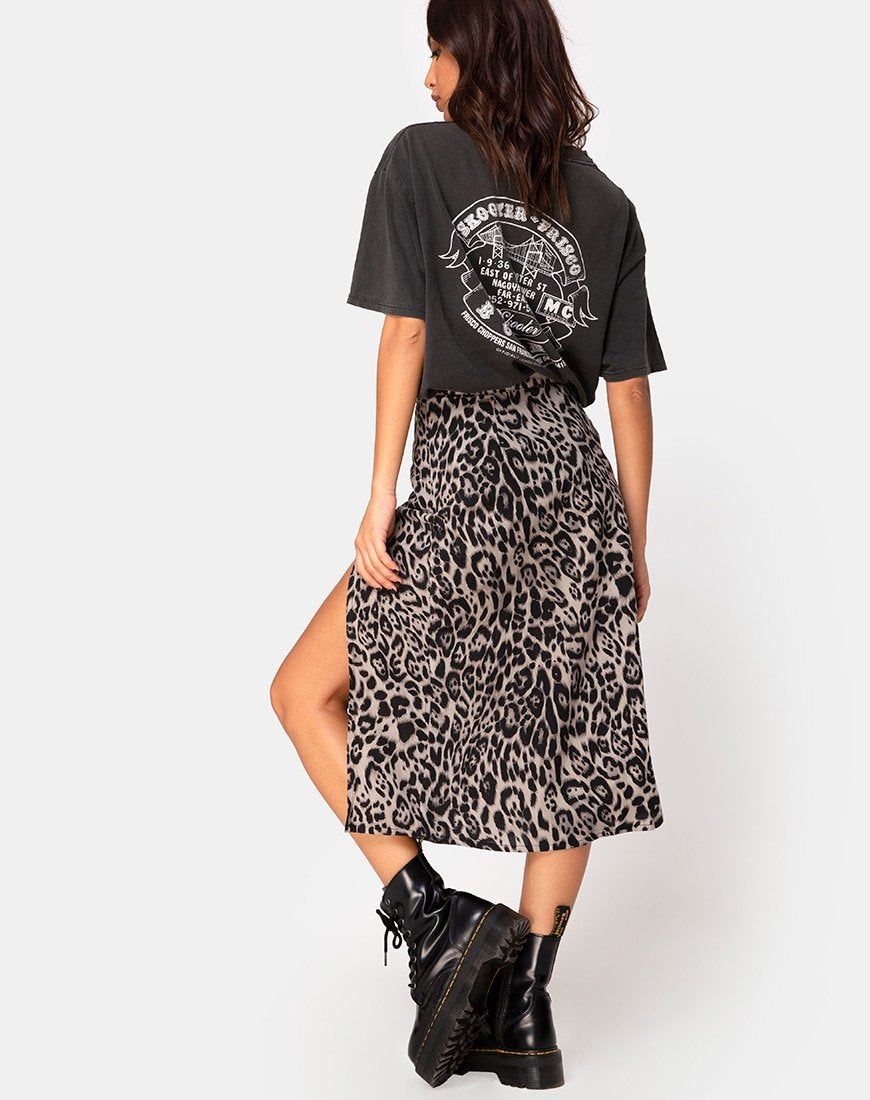 Saika Midi Skirt in Leopard Grey sold by Motel Rocks product image thumbnail 4