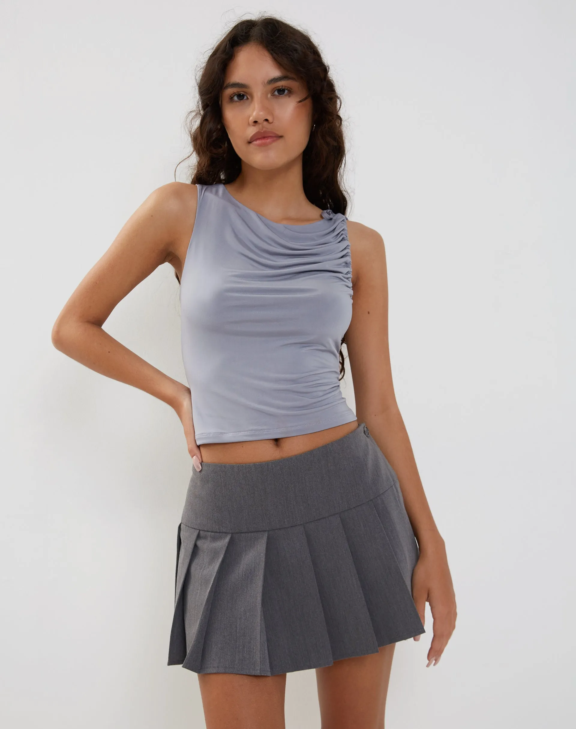 Hagne Vest Top in Silver sold by Motel Rocks product image thumbnail 5