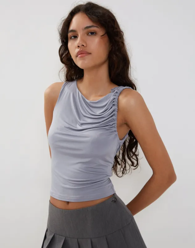 Hagne Vest Top in Silver sold by Motel Rocks