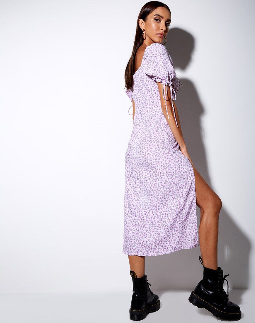 Cello Midi Dress in Ditsy Rose Lilac sold by Motel Rocks product image thumbnail 3