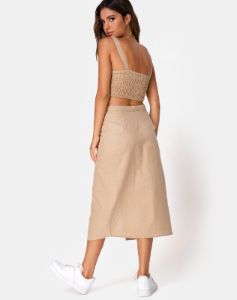 Kaisa Midi Skirt in Taupe sold by Motel Rocks