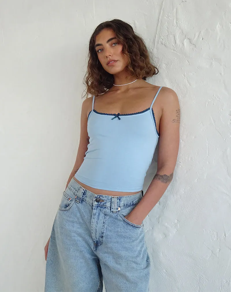 Suna Vest Top in Nantucket Blue with Mineral Blue Trim sold by Motel Rocks product image thumbnail 4