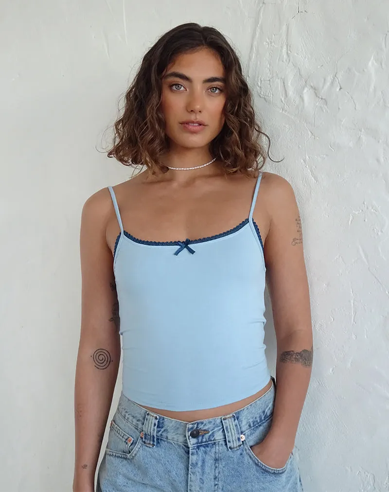 Suna Vest Top in Nantucket Blue with Mineral Blue Trim sold by Motel Rocks