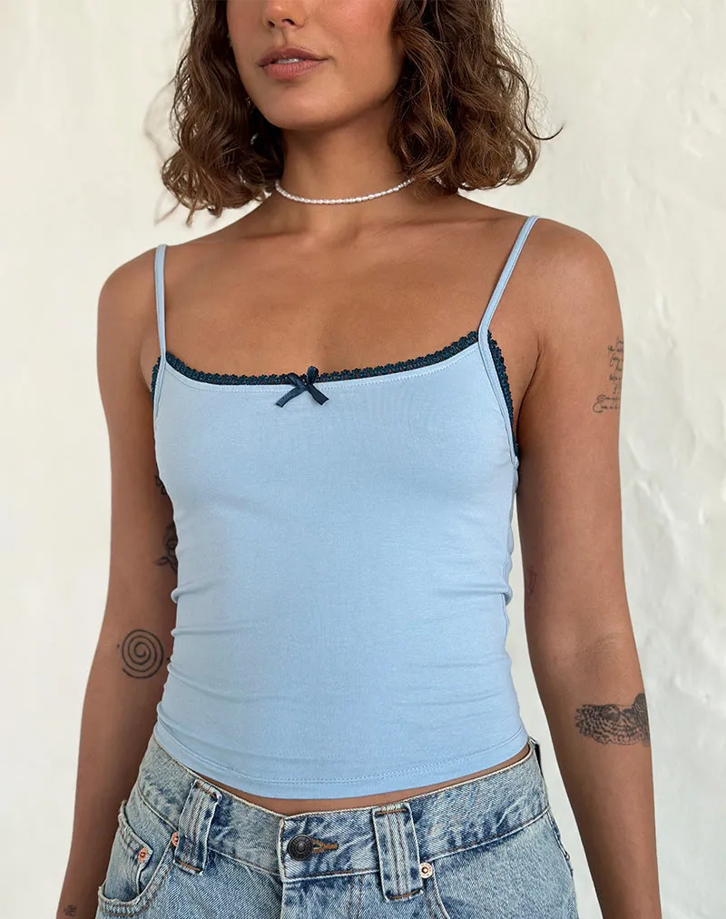 Suna Vest Top in Nantucket Blue with Mineral Blue Trim sold by Motel Rocks product image thumbnail 3