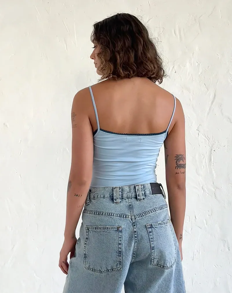 Suna Vest Top in Nantucket Blue with Mineral Blue Trim sold by Motel Rocks product image thumbnail 5