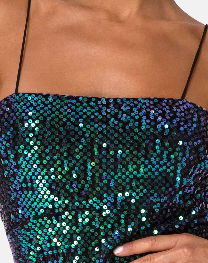 Cecile Slip Dress in Velvet Green Iridescent Sequin sold by Motel Rocks product image thumbnail 5