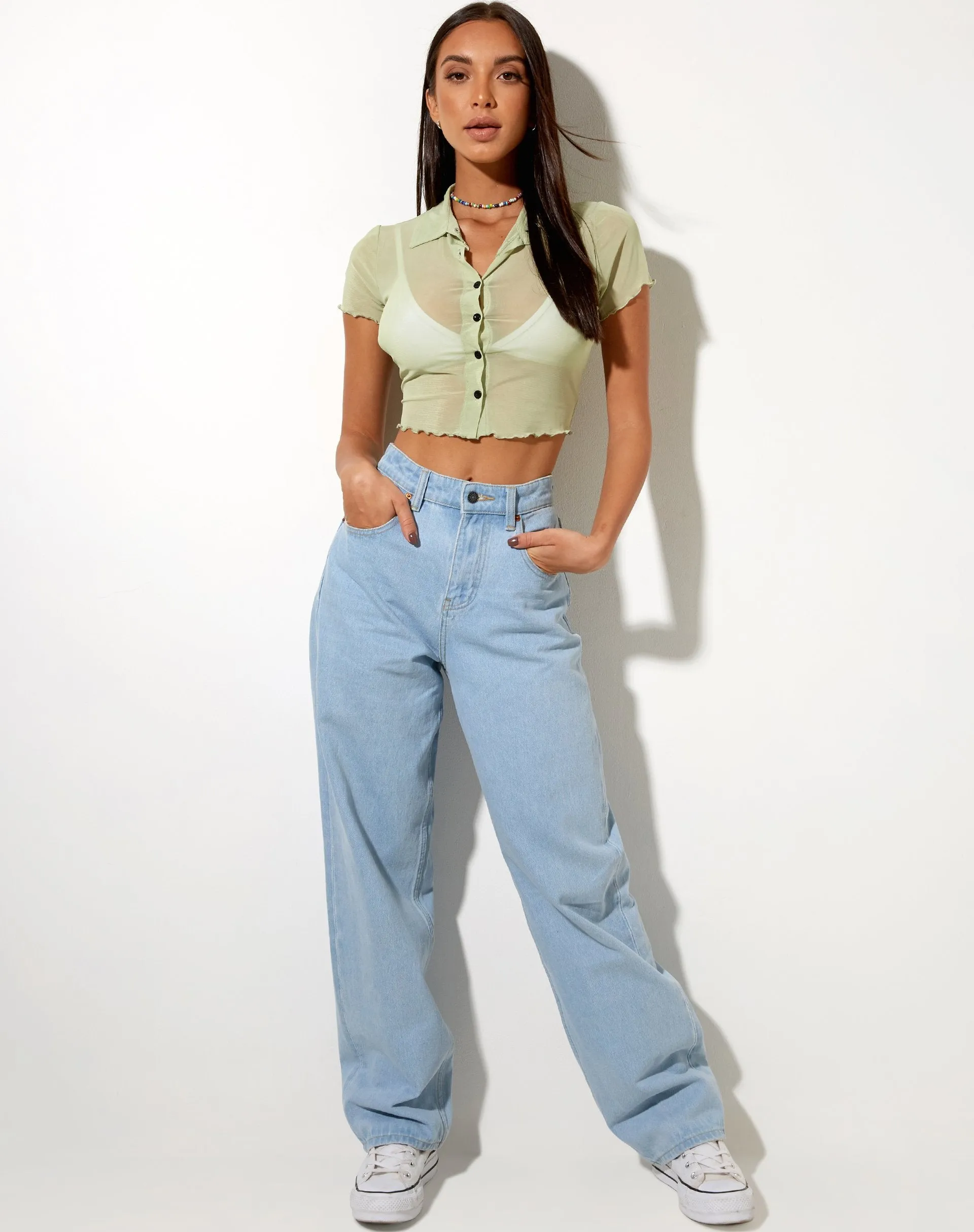 Kella Shirt in Pistachio sold by Motel Rocks product image thumbnail 3