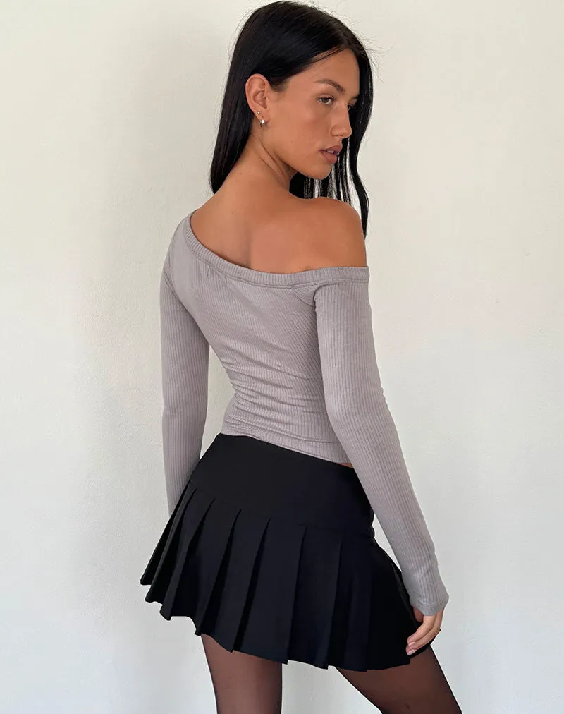 Ashia Asymmetrical Long Sleeve Top in Elephant Grey sold by Motel Rocks product image thumbnail 4