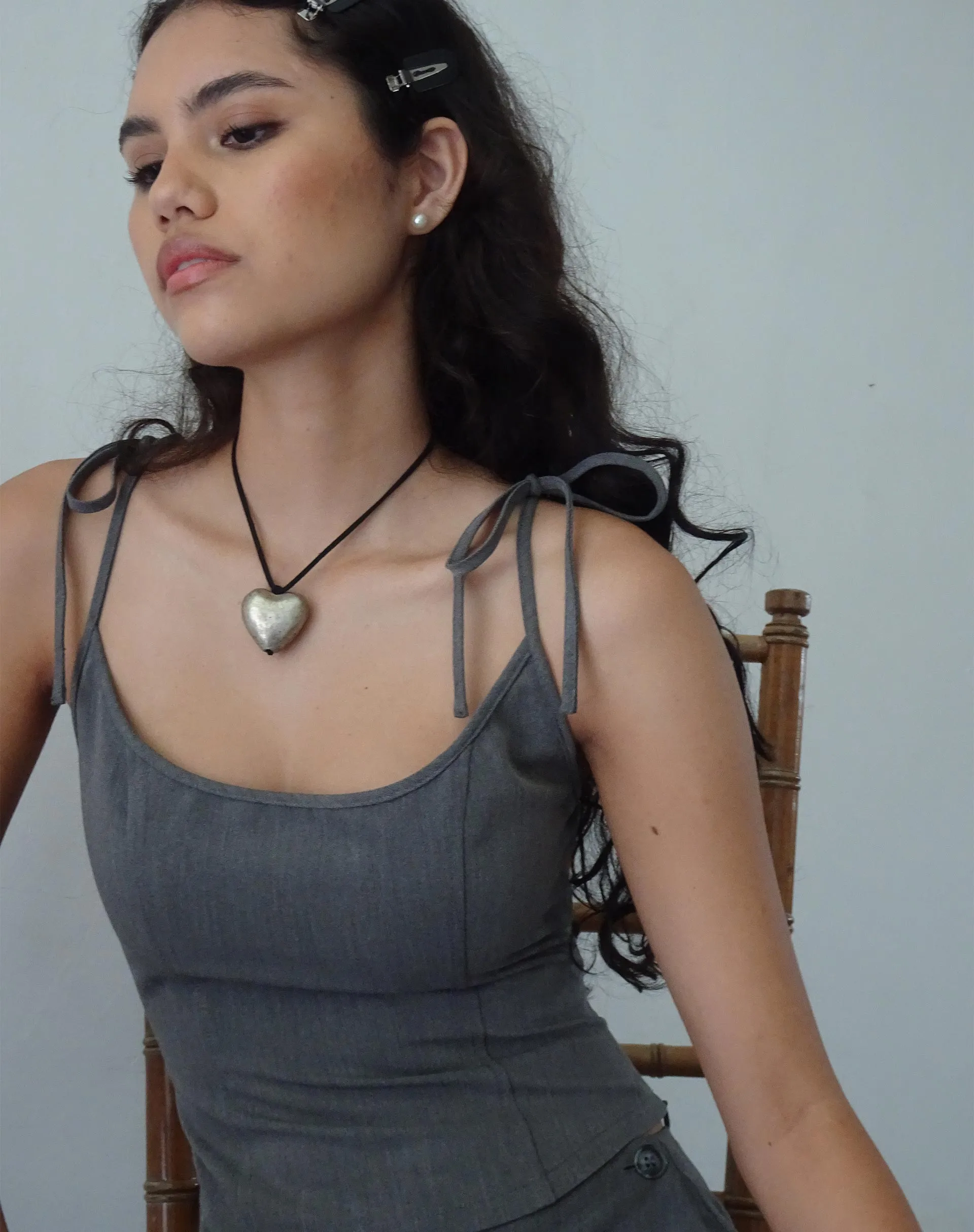 Kiona Corset Top in Charcoal sold by Motel Rocks