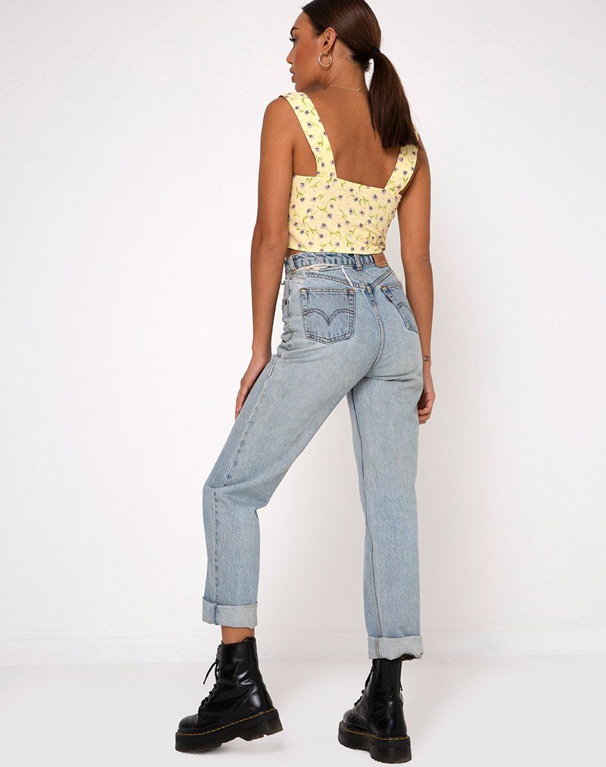 Gladis Vest Crop Top in Wild Flower Lemon Drop sold by Motel Rocks product image thumbnail 5