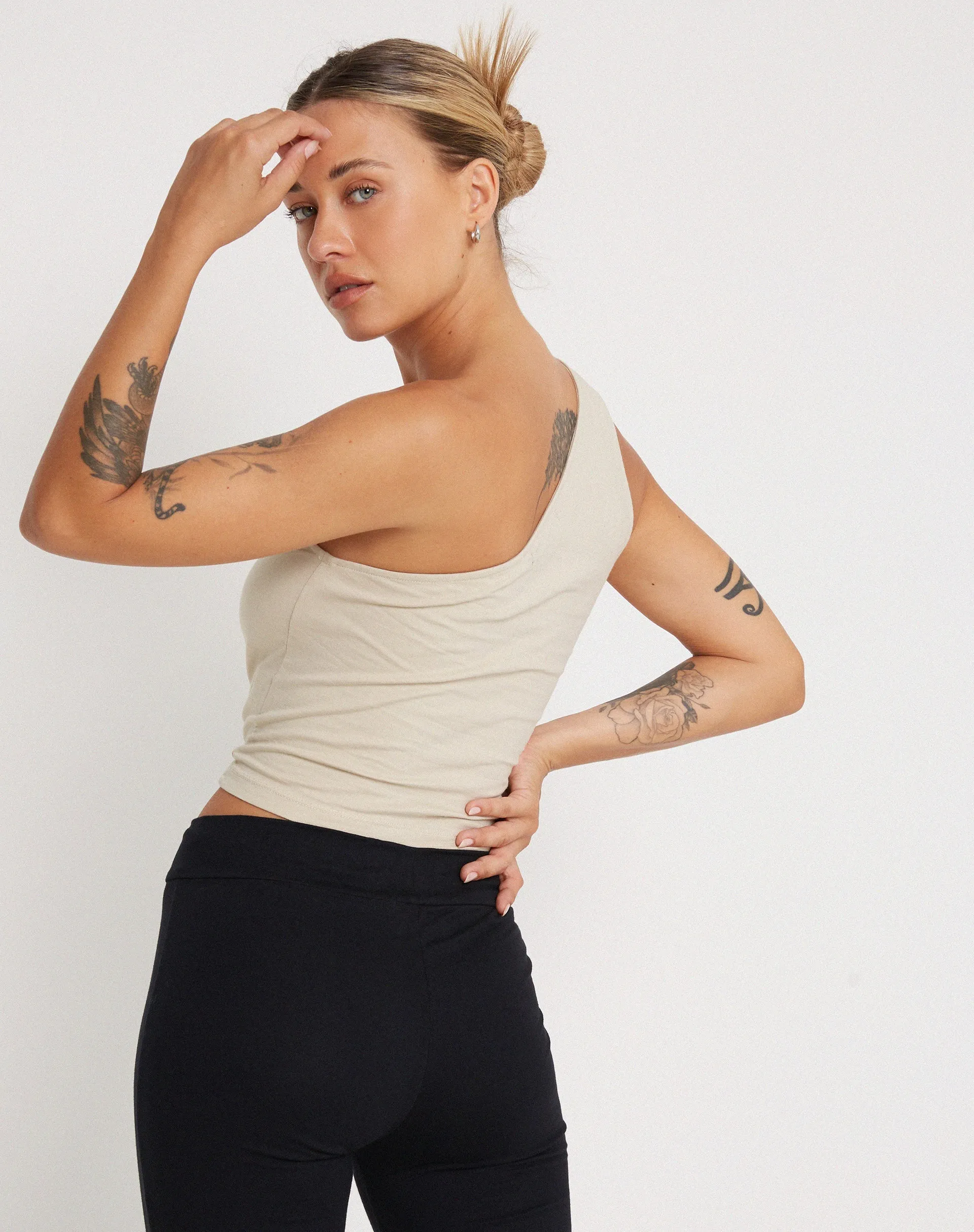 Bay One Shoulder Top in Coconut Milk sold by Motel Rocks product image thumbnail 2