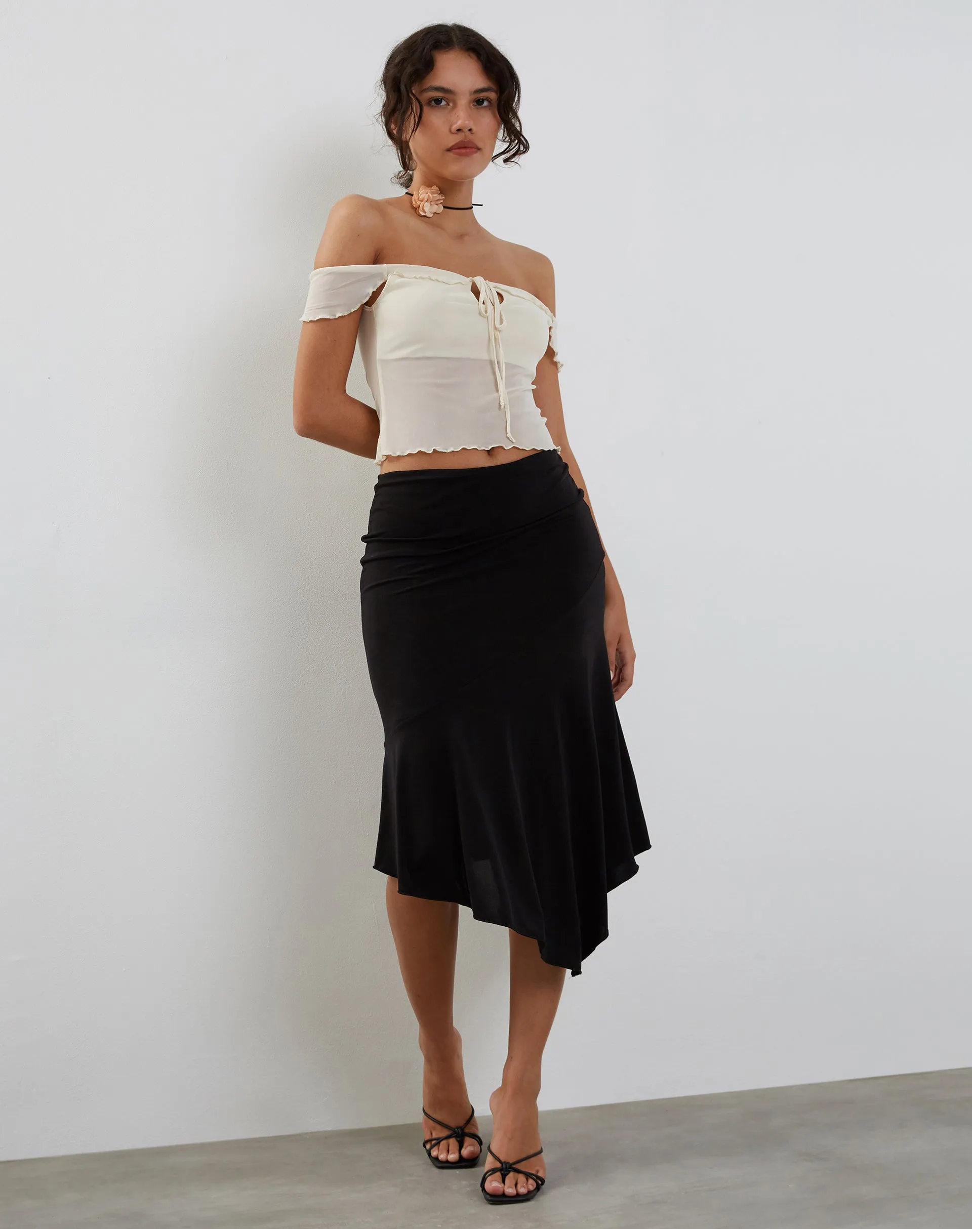 Nabil Bardot Top in Mesh Cream sold by Motel Rocks product image thumbnail 2