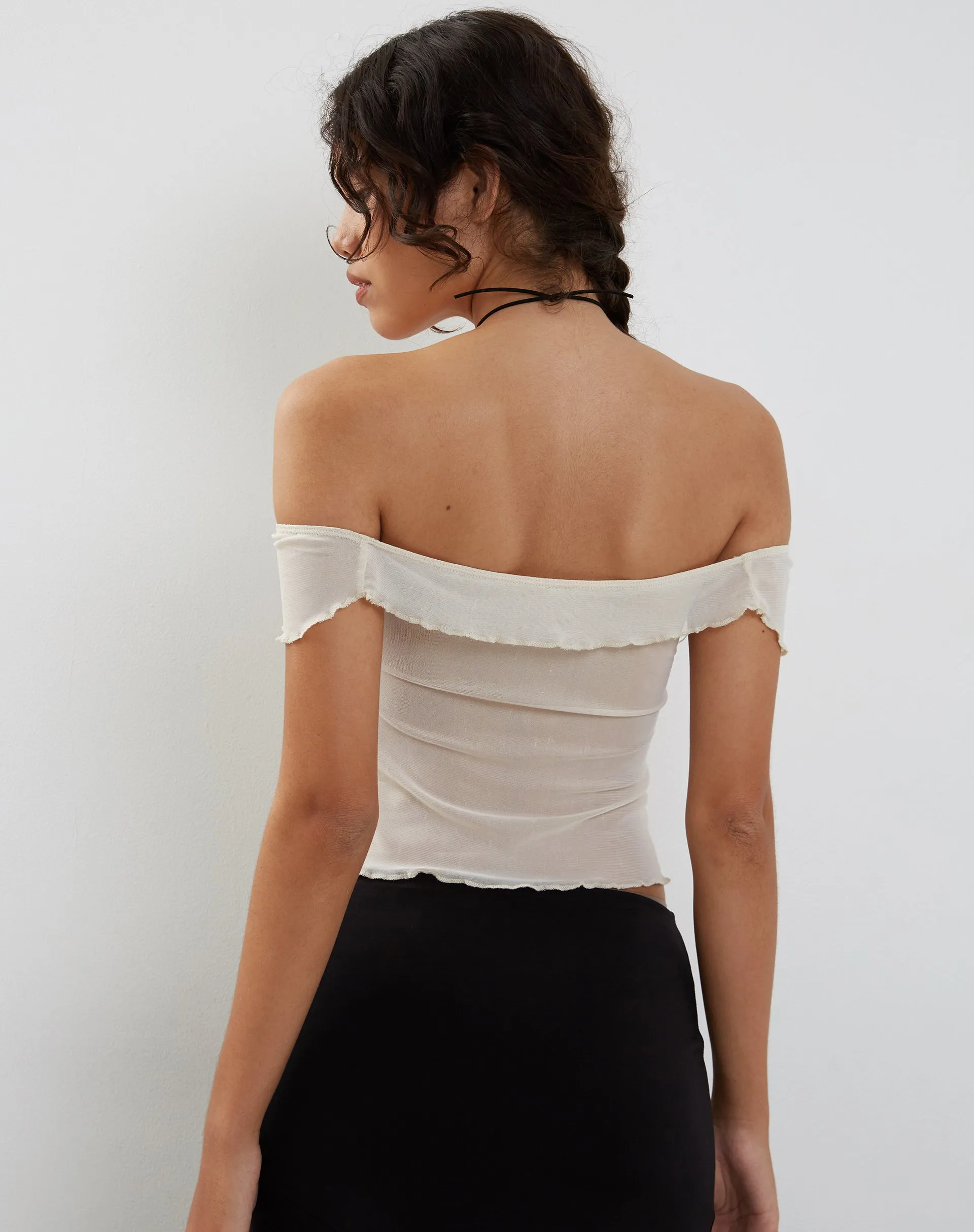 Nabil Bardot Top in Mesh Cream sold by Motel Rocks product image thumbnail 4