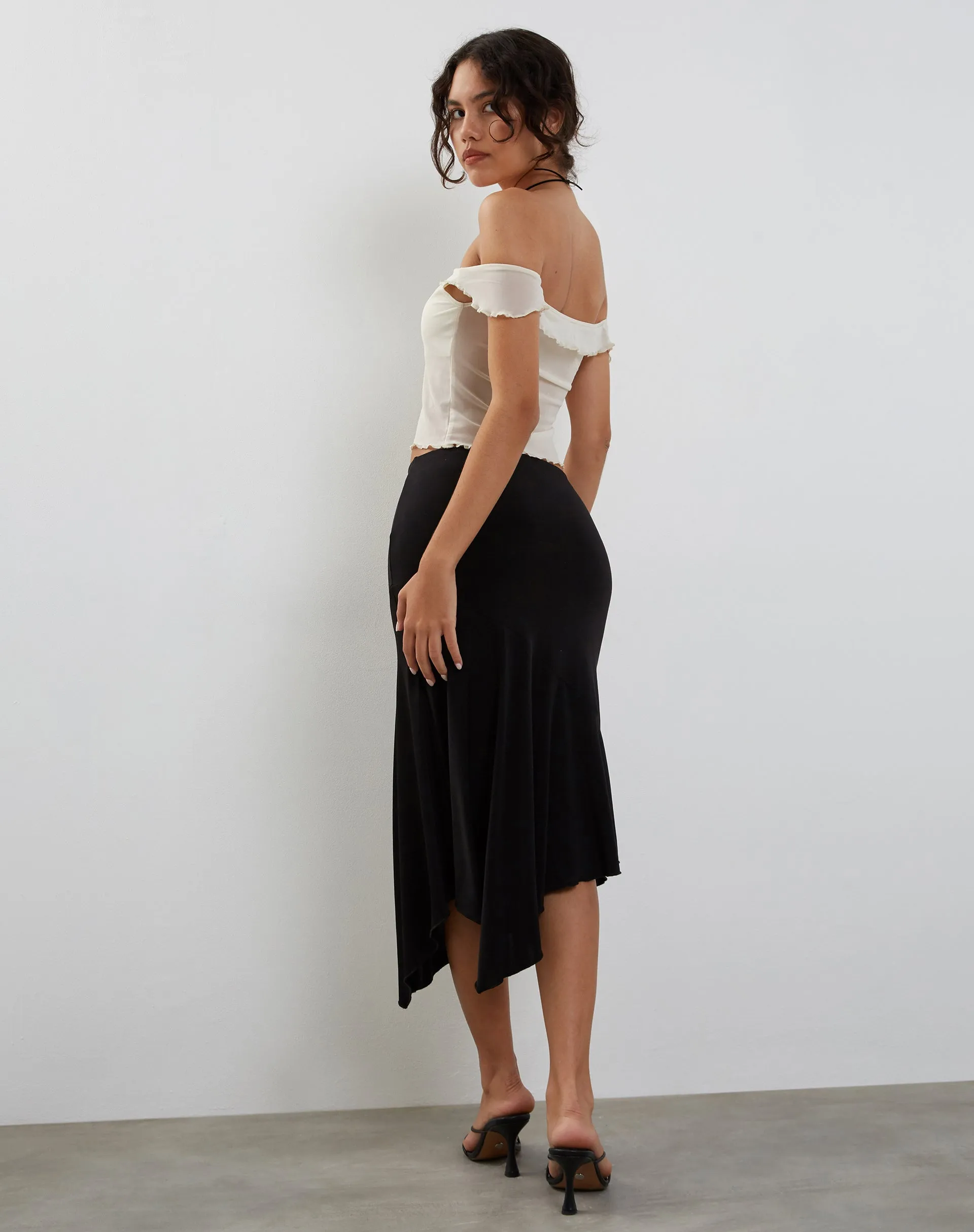 Nabil Bardot Top in Mesh Cream sold by Motel Rocks product image thumbnail 3