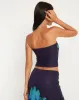 Shae Mesh Bandeau Top in Navy Flower sold by Motel Rocks