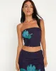 Shae Mesh Bandeau Top in Navy Flower sold by Motel Rocks