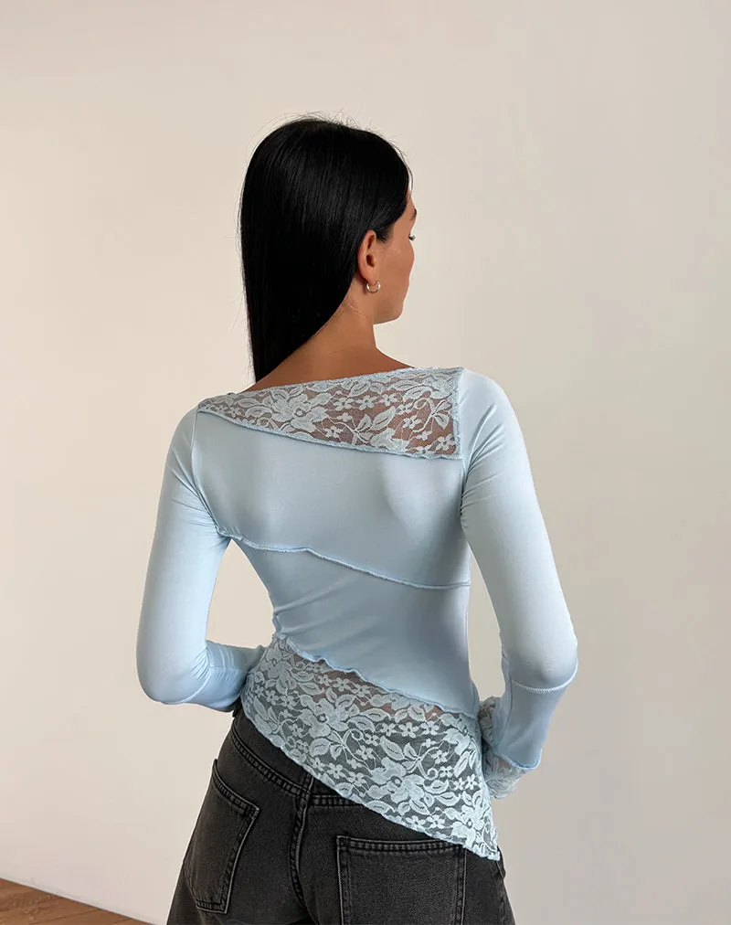 Lucca Long Sleeve Top in Lace Light Blue sold by Motel Rocks product image thumbnail 4