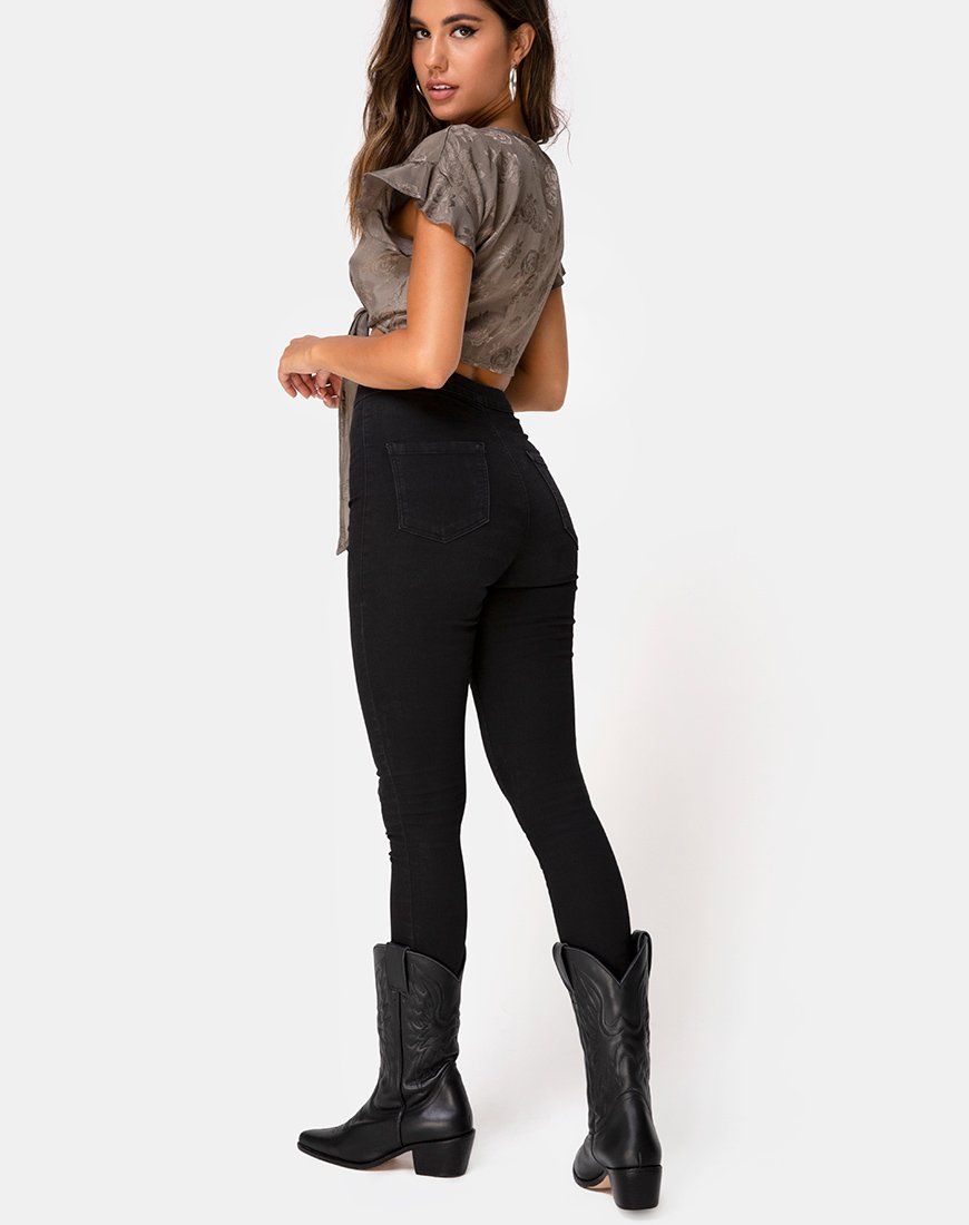 Shae Crop Top in Satin Rose Silver Grey sold by Motel Rocks product image thumbnail 4