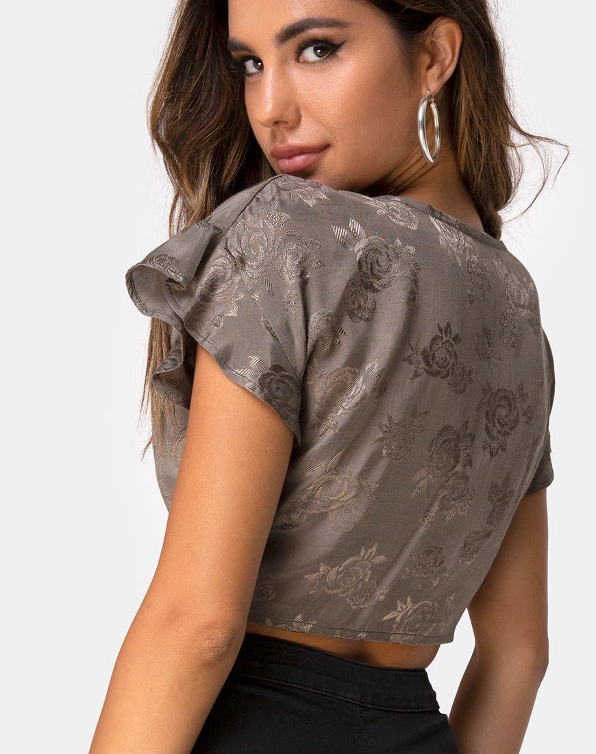 Shae Crop Top in Satin Rose Silver Grey sold by Motel Rocks product image thumbnail 2